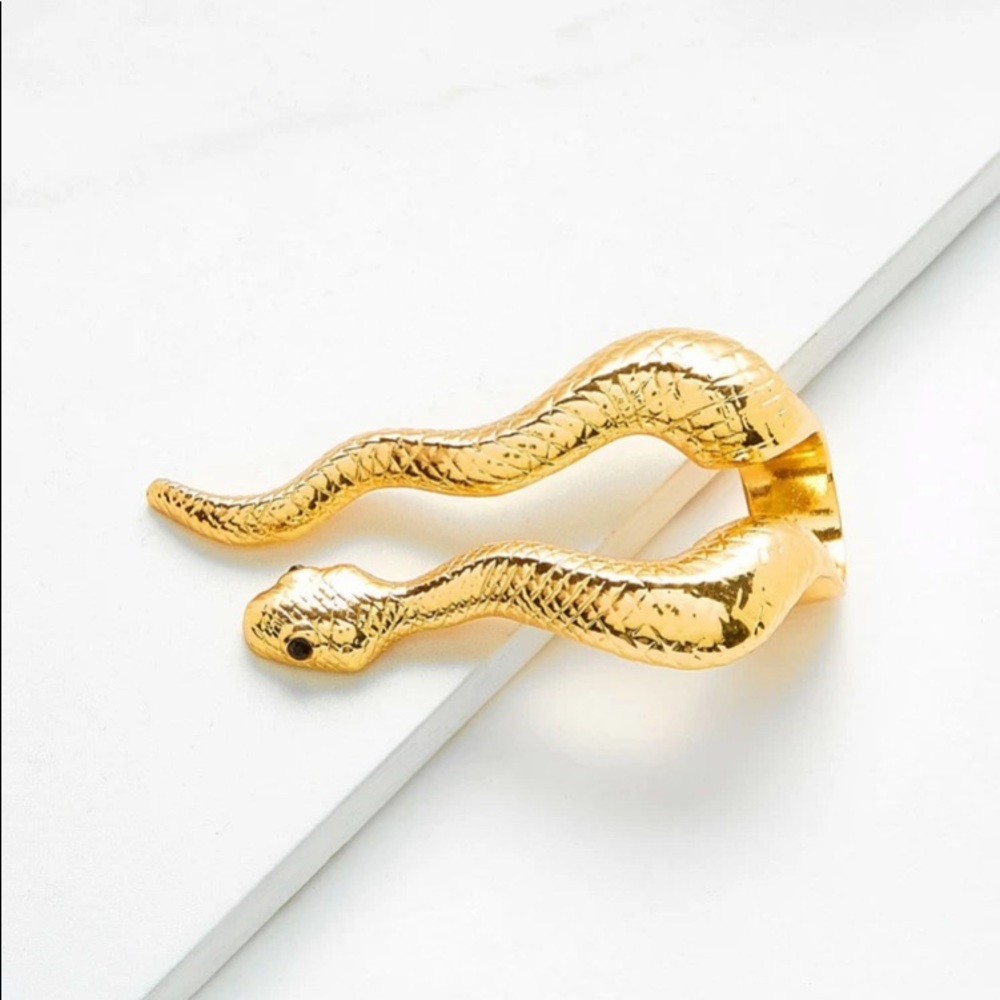 GOLD CHUNKY SERPENT SNAKE ADJUSTABLE RING-1 left - Picture 2 of 2